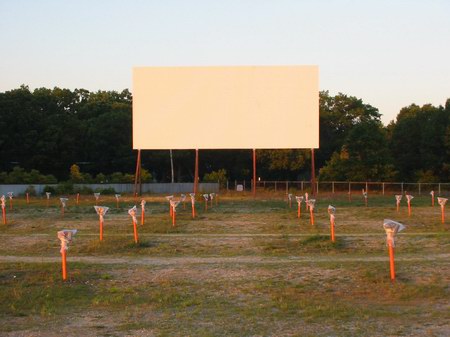 Getty 4 Drive-In Theatre - SCREEN AND POLES - PHOTO FROM WATER WINTER WONDERLAND